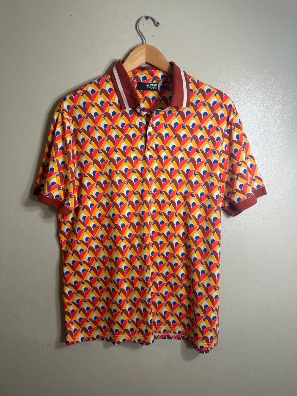 Murano Men’s Multicolor Geometric Polo Shirt - Yellow/Red